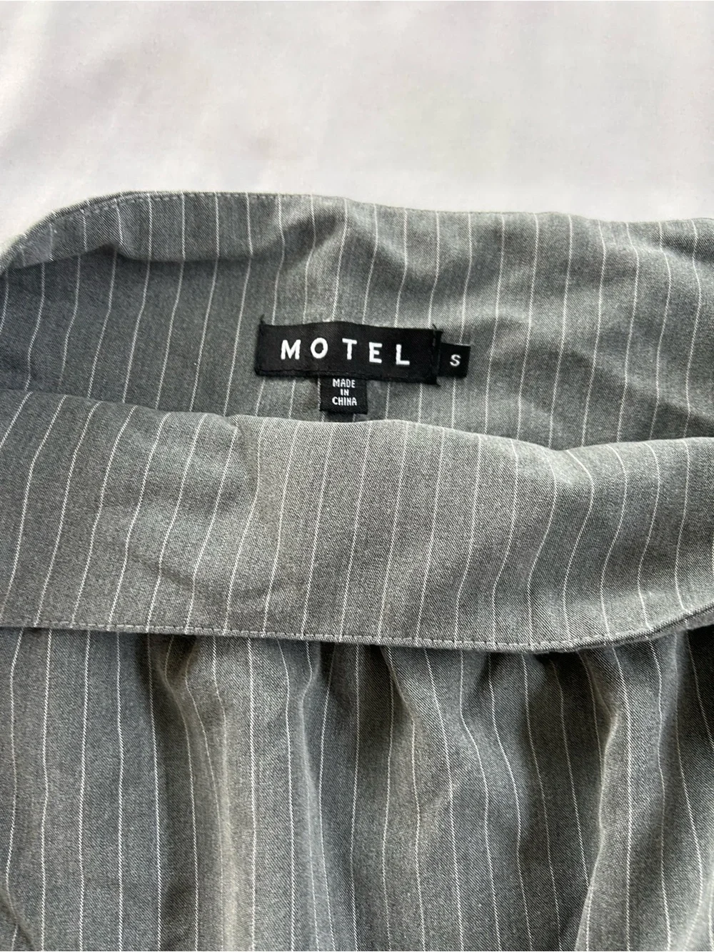 Motel Rocks Gray Pinstripe Ruffle Mini Skirt - Picture 3 of 3